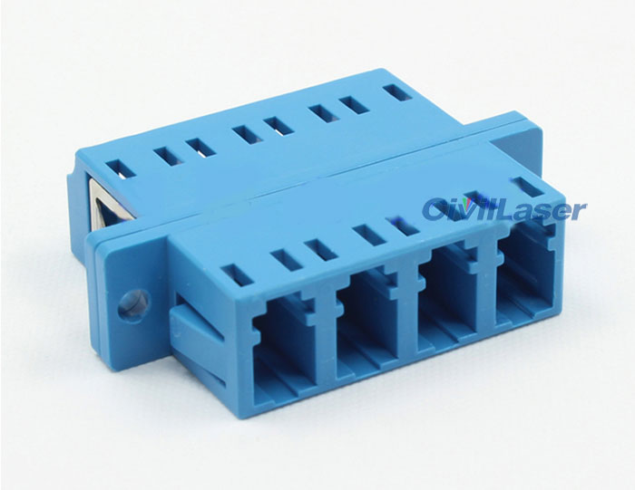 LC Plastic Fiber Optic Adapter Singal Mode Four Core Blue Flange